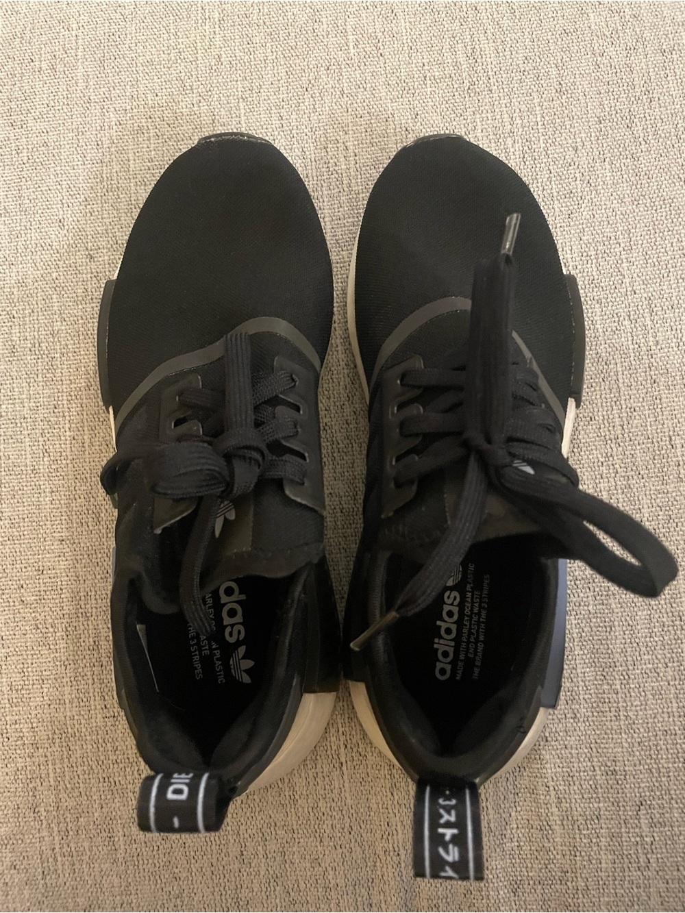 Women’s adidas Black Running Sneakers with White Sole Accents never worn